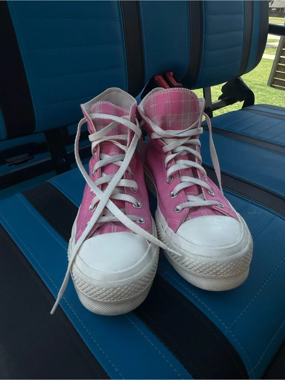 Converse Pink High-Top Canvas Sneakers with White Soles - Picture 2 of 6